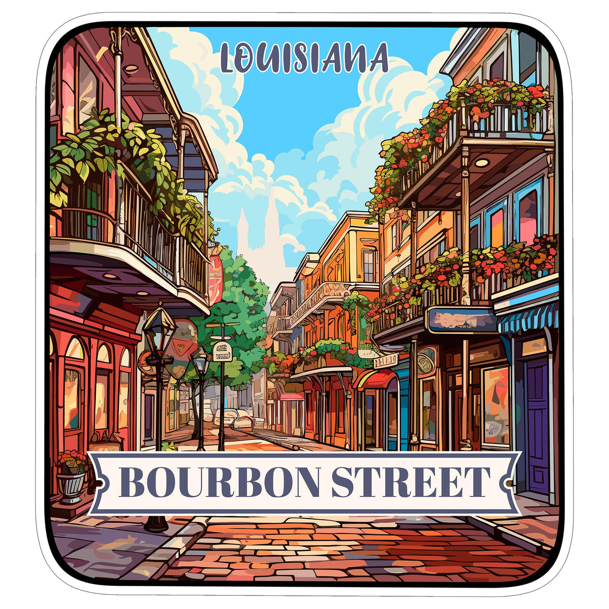Bourbon Street Louisiana Sticker 4 Inch — Waterproof Vinyl Decal City Travel Souvenir