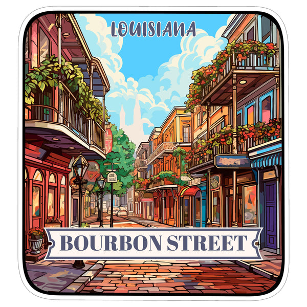 Bourbon Street Louisiana Sticker 4 Inch — Waterproof Vinyl Decal City Travel Souvenir