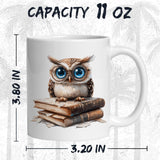 Owl Mug 11oz — White Ceramic Wise Forest Bird Coffee Mug 2