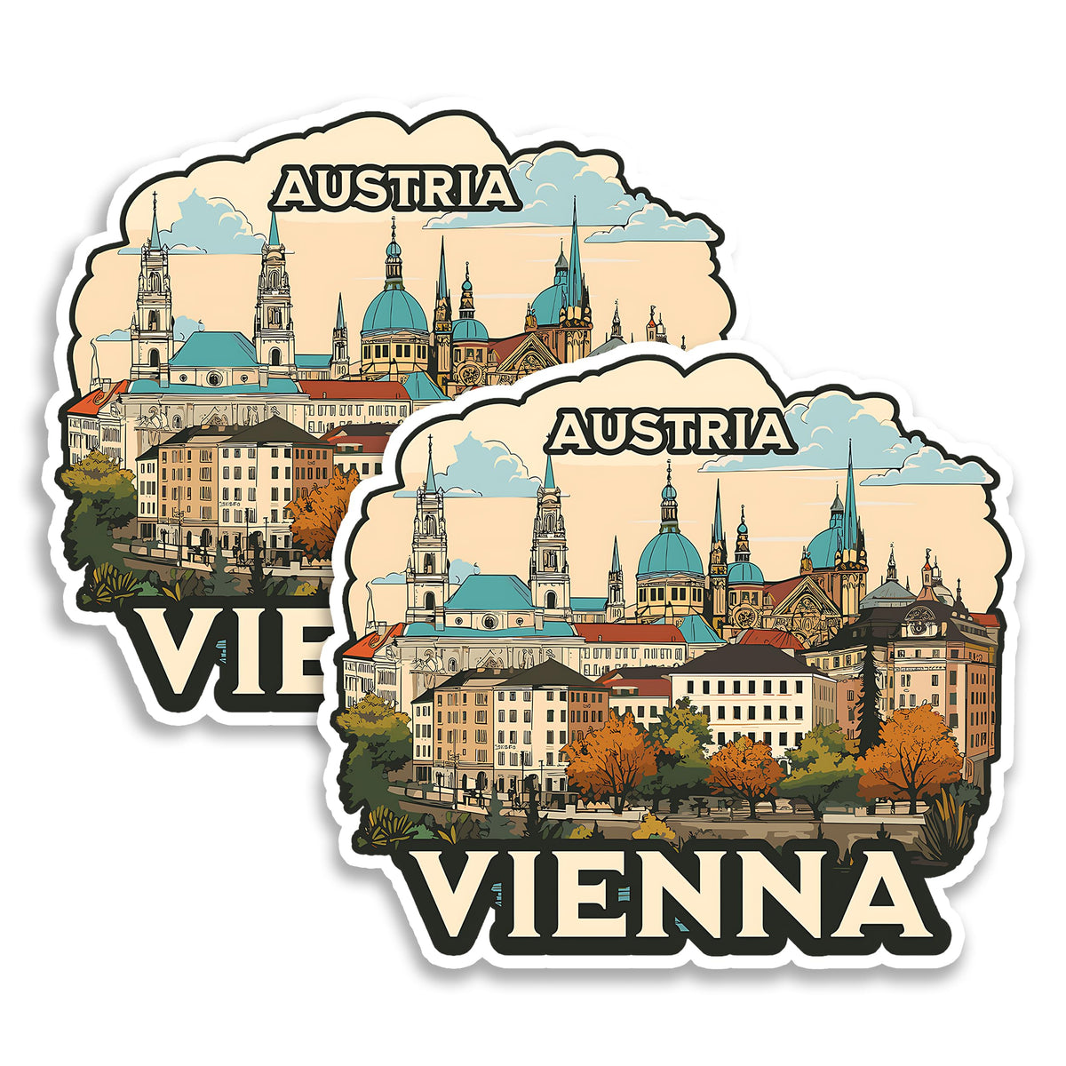 Vienna Austria Magnet 4 Inch 2-Pack Music City – Strong Vinyl Decorative Travel Magnets for Fridge Locker Kitchen Office – Cute Fun Aesthetic Cool Durable & Long-Lasting Souvenir ID44999