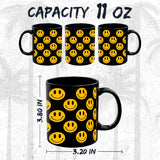 Smiling Face Mug 11oz — Black Ceramic Happy Emoji Coffee Mug 2