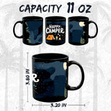 Happy Camper Mug 11oz — Black Ceramic Camping Coffee Mug 2