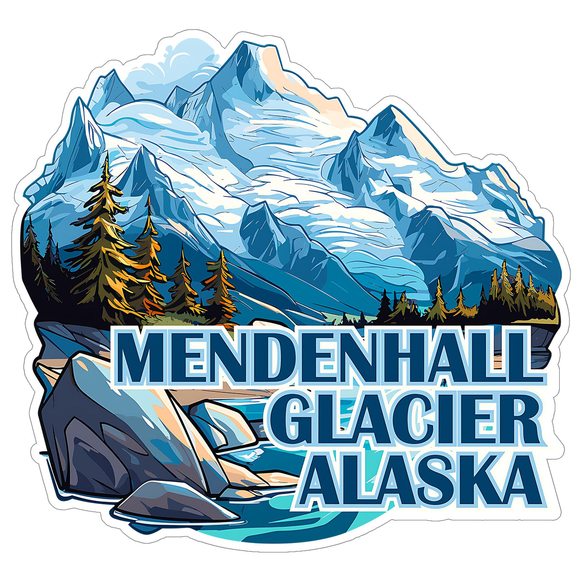 Mendenhall Glacier Alaska Sticker 4 Inch — Waterproof Vinyl Decal Icefield