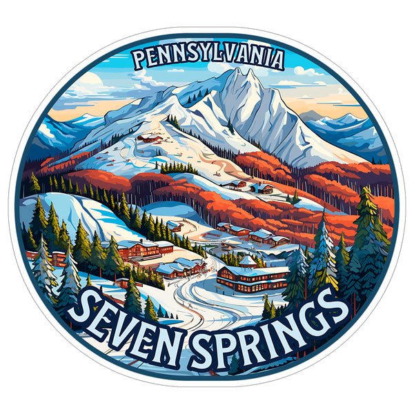 Seven Springs Pennsylvania Sticker 4 Inch Travel Souvenir City Destination - Waterproof Vinyl Decal for Laptop Water Bottle Car Tumbler - Durable Aesthetic Long-Lasting Stickers for Adults ID44990