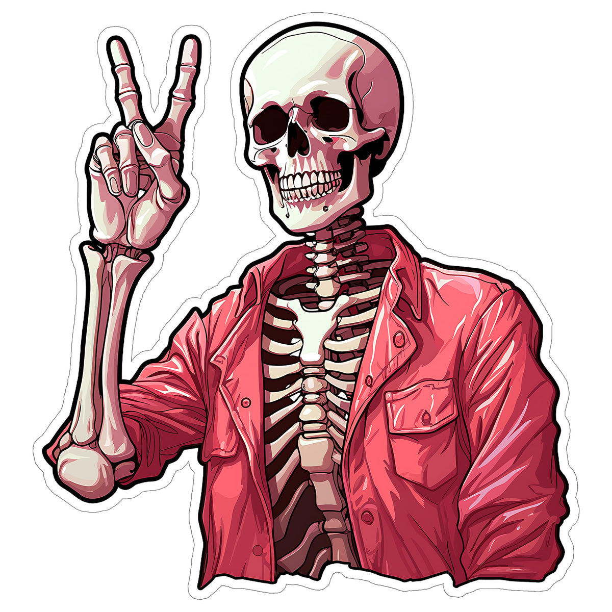 Skeleton Hand Peace Sticker 4 Inch — Waterproof Vinyl Decal Goth Halloween Peace Sign