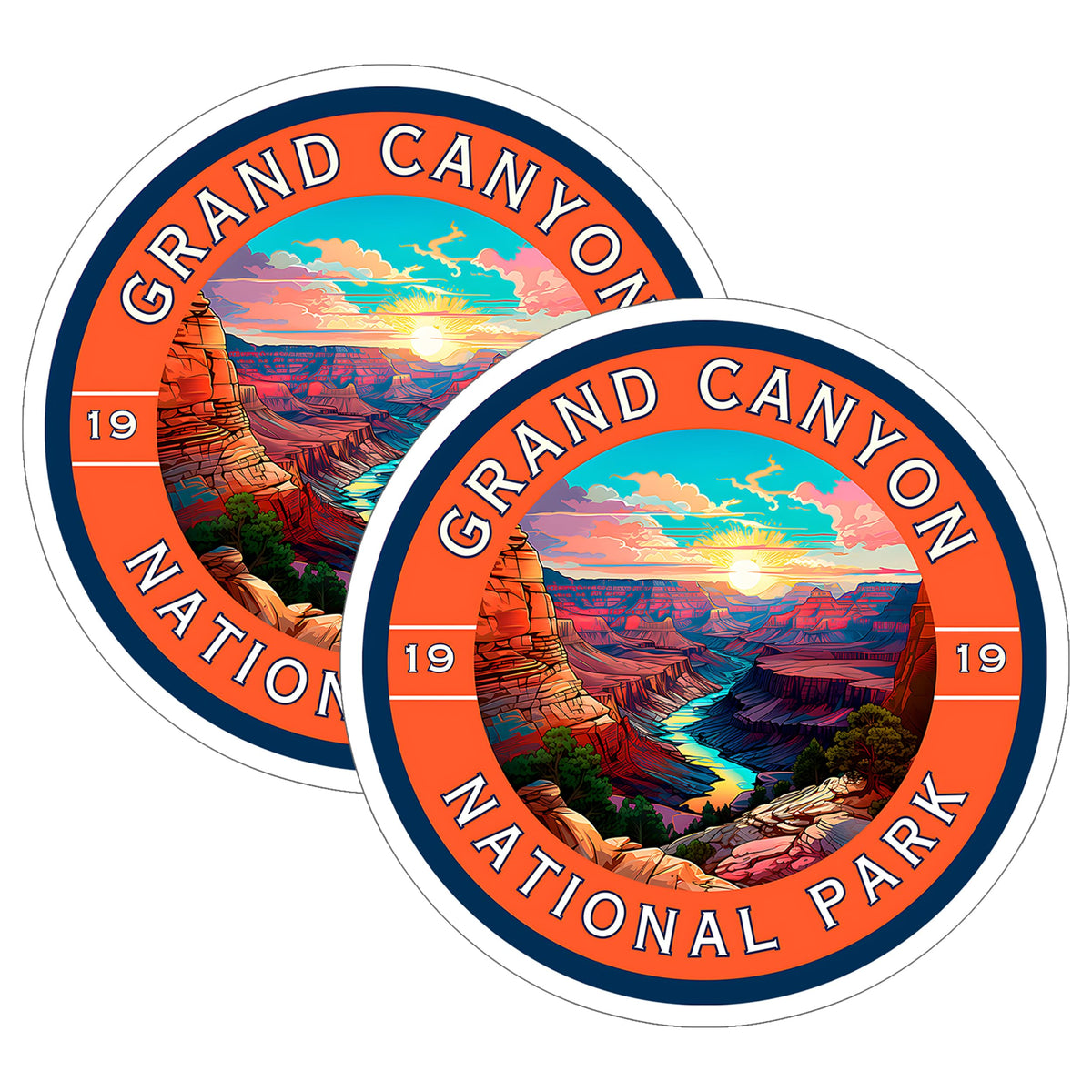 Grand Canyon National Park Arizona Sticker 4 Inch 2-Pack Nature - Waterproof Vinyl Decal for Laptop Water Bottle Car Tumbler - Durable Funny Aesthetic Long-Lasting Stickers for Adults ID45039