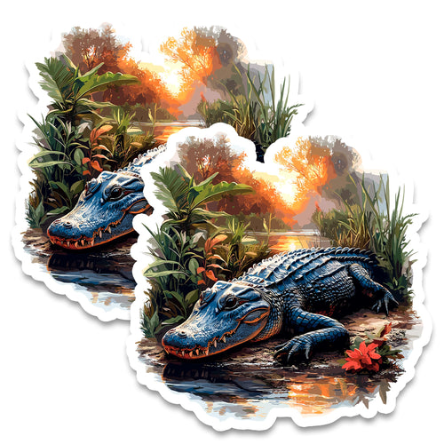 Alligator 4 inch vinyl fridge magnet 2-pack, swamp reptile humor design, durable kitchen office locker decor