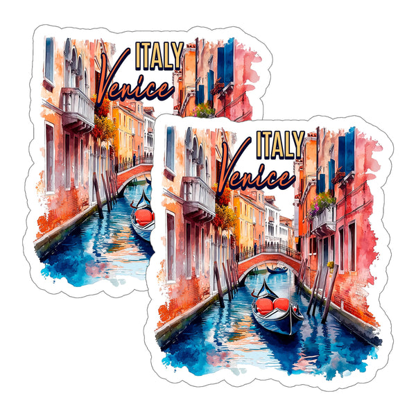 Venice Italy Sticker 4 Inch 2-Pack - Waterproof Vinyl Decal for Laptop Water Bottle Car Tumbler - Durable Aesthetic Long-Lasting Stickers for Adults ID45039