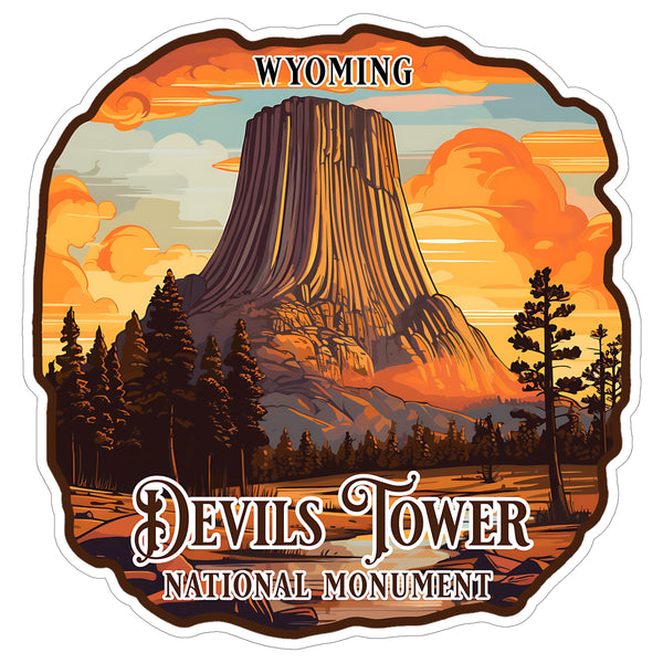 Devils Tower National Monument Wyoming Sticker 4 Inch City Travel Souvenir - Waterproof Vinyl Decal for Laptop Water Bottle Car Tumbler - Durable Aesthetic Long-Lasting Stickers for Adults ID44990