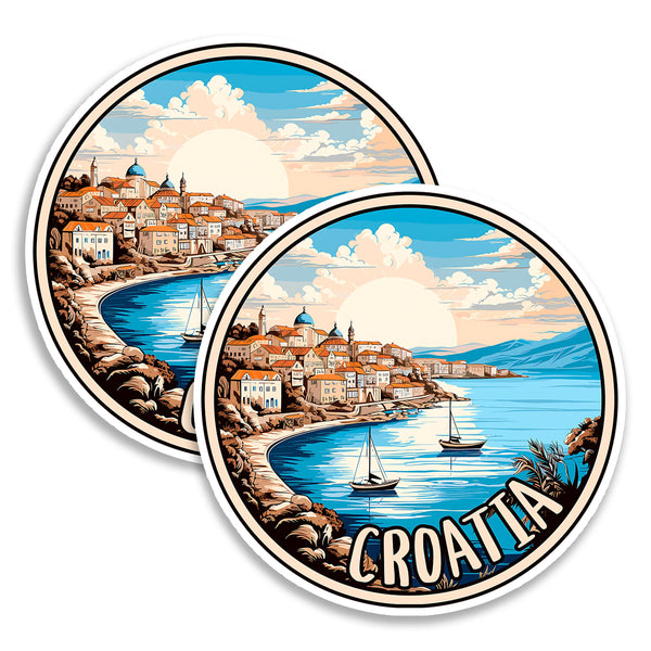 Croatia Magnet 4 Inch 2-Pack Adriatic Coast – Strong Vinyl Decorative Travel Magnets for Fridge Locker Kitchen Office – Cute Fun Aesthetic Cool Durable & Long-Lasting Souvenir ID44999
