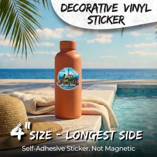 Alcatraz Island San Francisco California Sticker 4 Inch Coastal Beach Seaside - Waterproof Vinyl Decal for Laptop Water Bottle Car Tumbler - Durable Aesthetic Long-Lasting Stickers for Adults ID44990