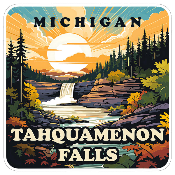 Tahquamenon Falls Michigan Sticker 4 Inch Waterfall Travel Souvenir - Waterproof Vinyl Decal for Laptop Water Bottle Car Tumbler - Durable Aesthetic Long-Lasting Stickers for Adults ID44990