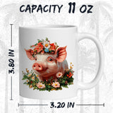 Pig Mug 11oz — White Ceramic Cute Hog Oink Coffee Mug 2