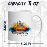 Salt Lake City Utah Coffee Mug 11oz — White Ceramic Crossroads of the West Mug 2