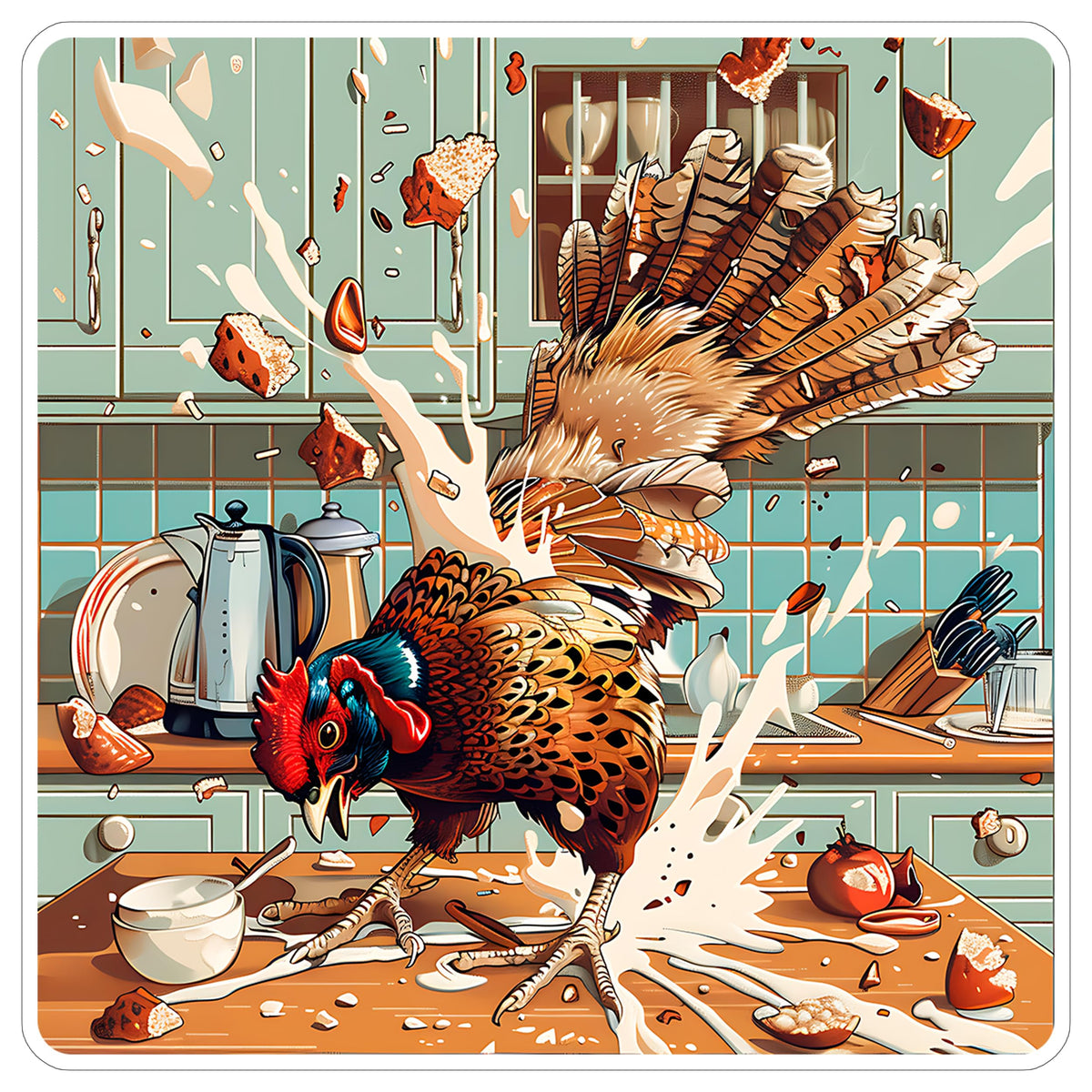 Pheasant Sticker 4 Inch — Waterproof Vinyl Decal Ring-Necked Game Bird