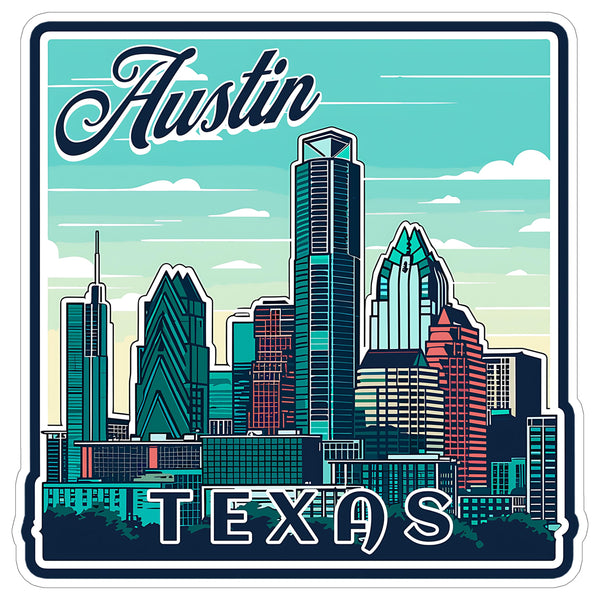 Austin Texas Sticker 4 Inch City Travel Souvenir Destination - Waterproof Vinyl Decal for Laptop Water Bottle Car Tumbler - Durable Aesthetic Long-Lasting Stickers for Adults ID44990