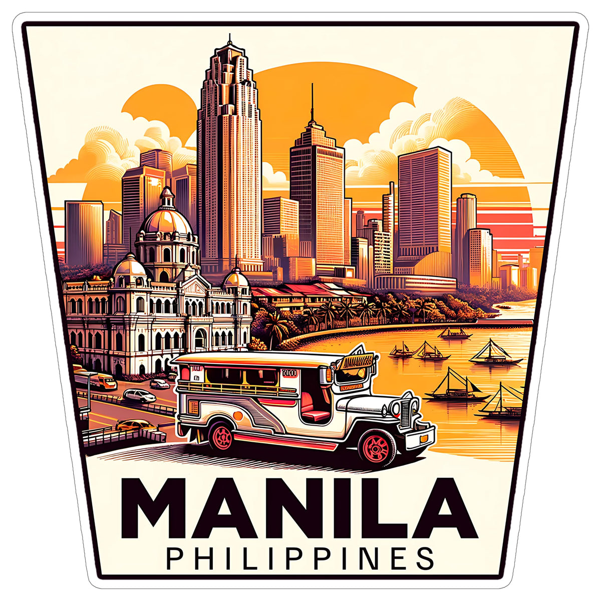 Manila Philippines Sticker 4 Inch — Waterproof Vinyl Decal City Travel Souvenir