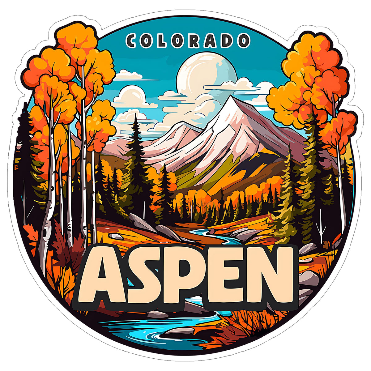 Aspen Colorado Sticker 4 Inch Travel Souvenir City Destination - Waterproof Vinyl Decal for Laptop Water Bottle Car Tumbler - Durable Aesthetic Long-Lasting Stickers for Adults ID44990