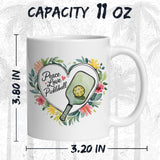 Peace Love Pickleball Coffee Mug 11oz — White Ceramic Pickleball Gift Mug 2