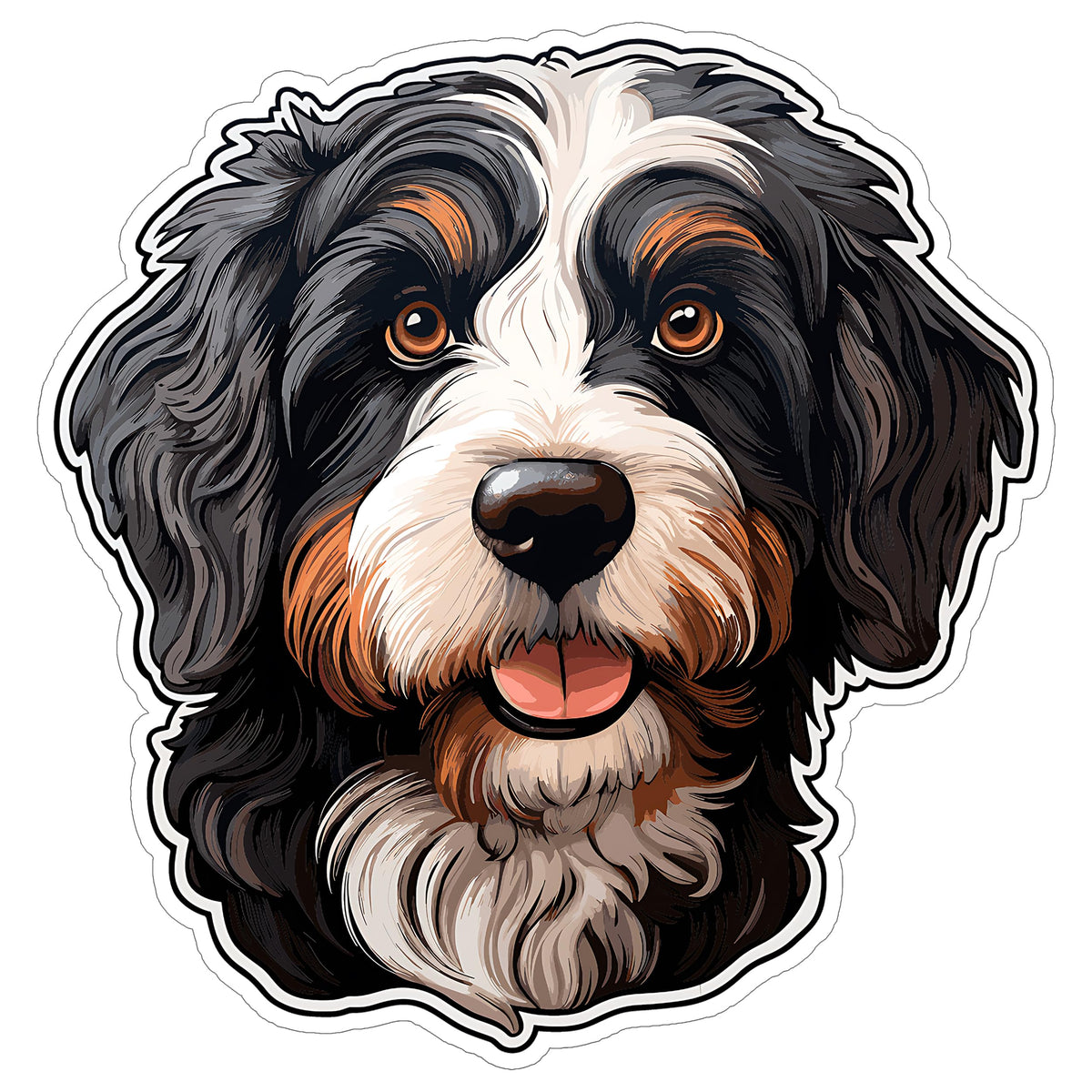 Bernedoodle Sticker 4 Inch — Waterproof Vinyl Decal Bernese Poodle Mix Designer Dog
