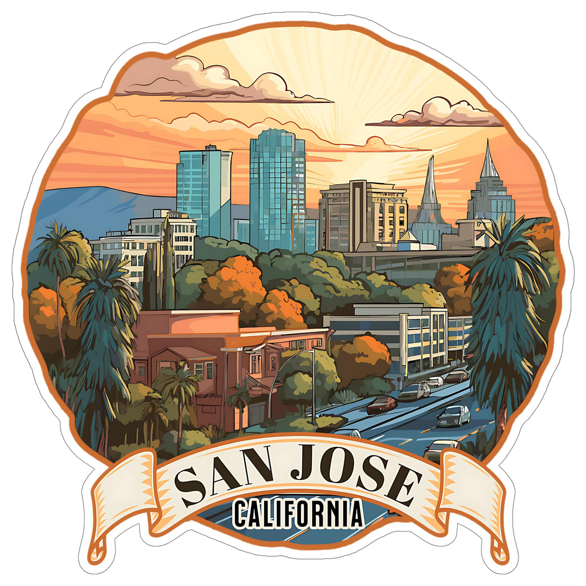 San Jose California Sticker 4 Inch — Waterproof Vinyl Decal City Travel Souvenir
