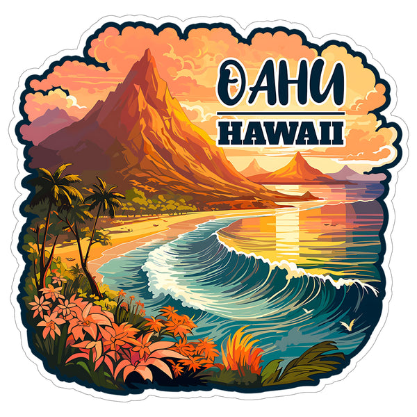 Oahu Hawaii Sticker 4 Inch — Waterproof Vinyl Decal City Travel Souvenir