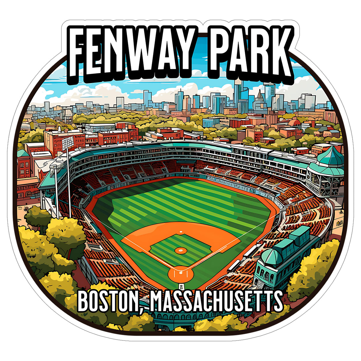 Fenway Park Boston Massachusetts Sticker 4 Inch — Waterproof Vinyl Decal City Travel Souvenir