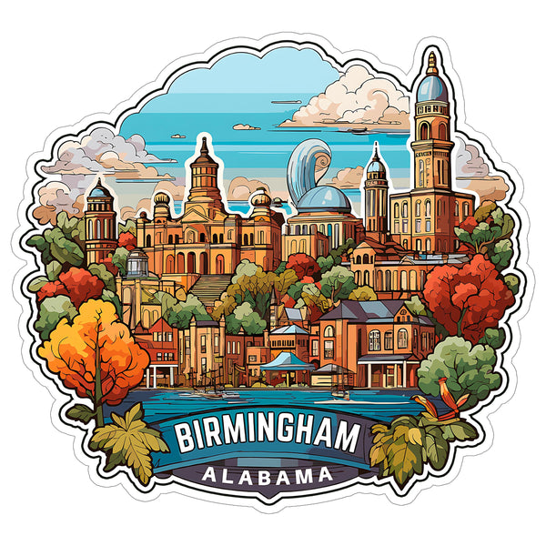 Birmingham Alabama Sticker 4 Inch Travel Souvenir City Destination - Waterproof Vinyl Decal for Laptop Water Bottle Car Tumbler - Durable Aesthetic Long-Lasting Stickers for Adults ID44990
