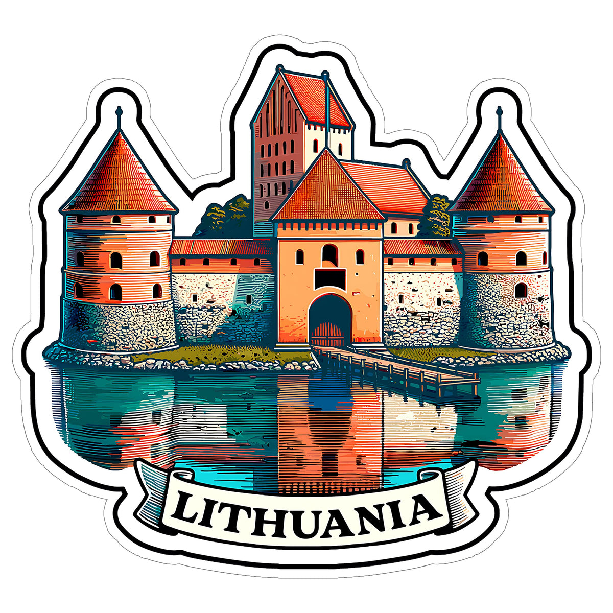 Lithuania Sticker 4 Inch City Travel Souvenir Destination - Waterproof Vinyl Decal for Laptop Water Bottle Car Tumbler - Durable Aesthetic Long-Lasting Stickers for Adults ID44990