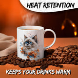 Ragdoll Cat Mug 11oz — White Ceramic Cute Raggie Cat Coffee Mug 3