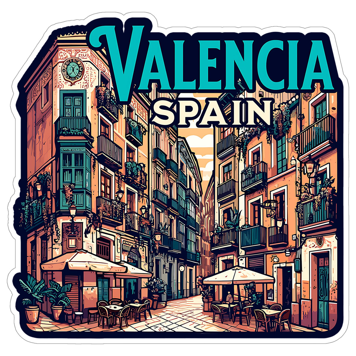 Valencia Spain Sticker 4 Inch City Travel Souvenir Destination - Waterproof Vinyl Decal for Laptop Water Bottle Car Tumbler - Durable Aesthetic Long-Lasting Stickers for Adults ID44990