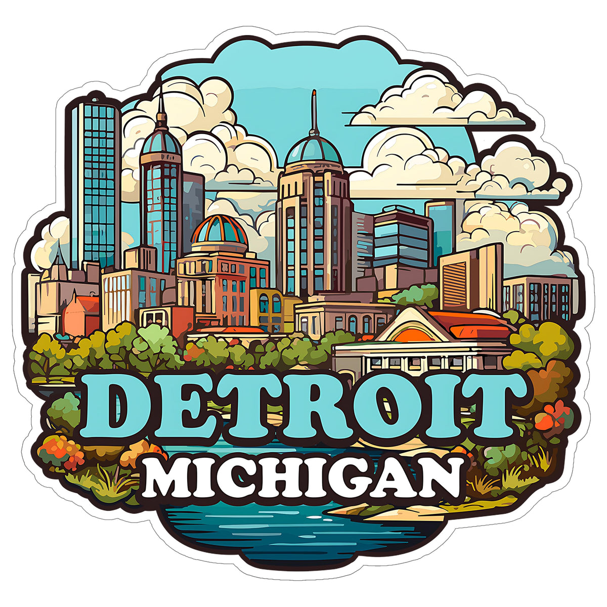 Detroit Michigan Sticker 4 Inch — Waterproof Vinyl Decal City Travel Souvenir