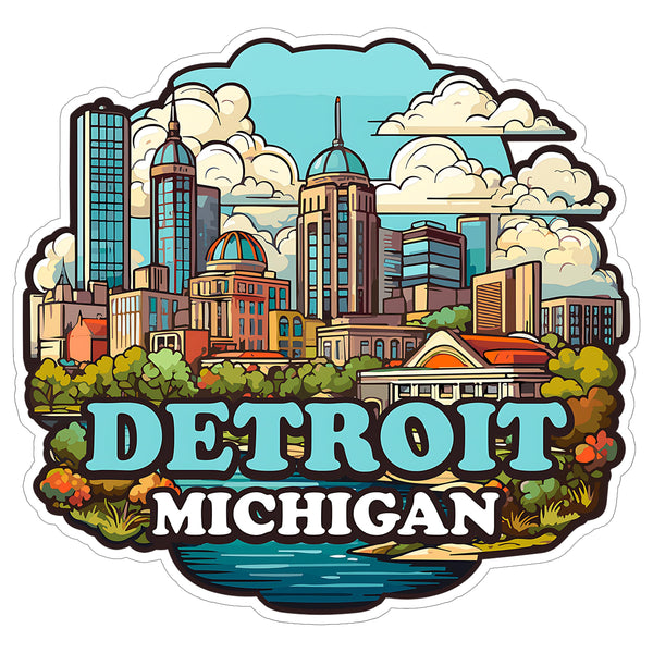 Detroit Michigan Sticker 4 Inch — Waterproof Vinyl Decal City Travel Souvenir
