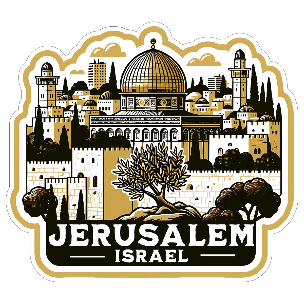 Jerusalem Israel Sticker 4 Inch — Waterproof Vinyl Decal City Travel Souvenir
