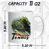 Tennis Coffee Mug 11oz — Ceramic Racket & Court Gift Mug for Tennis Players 2