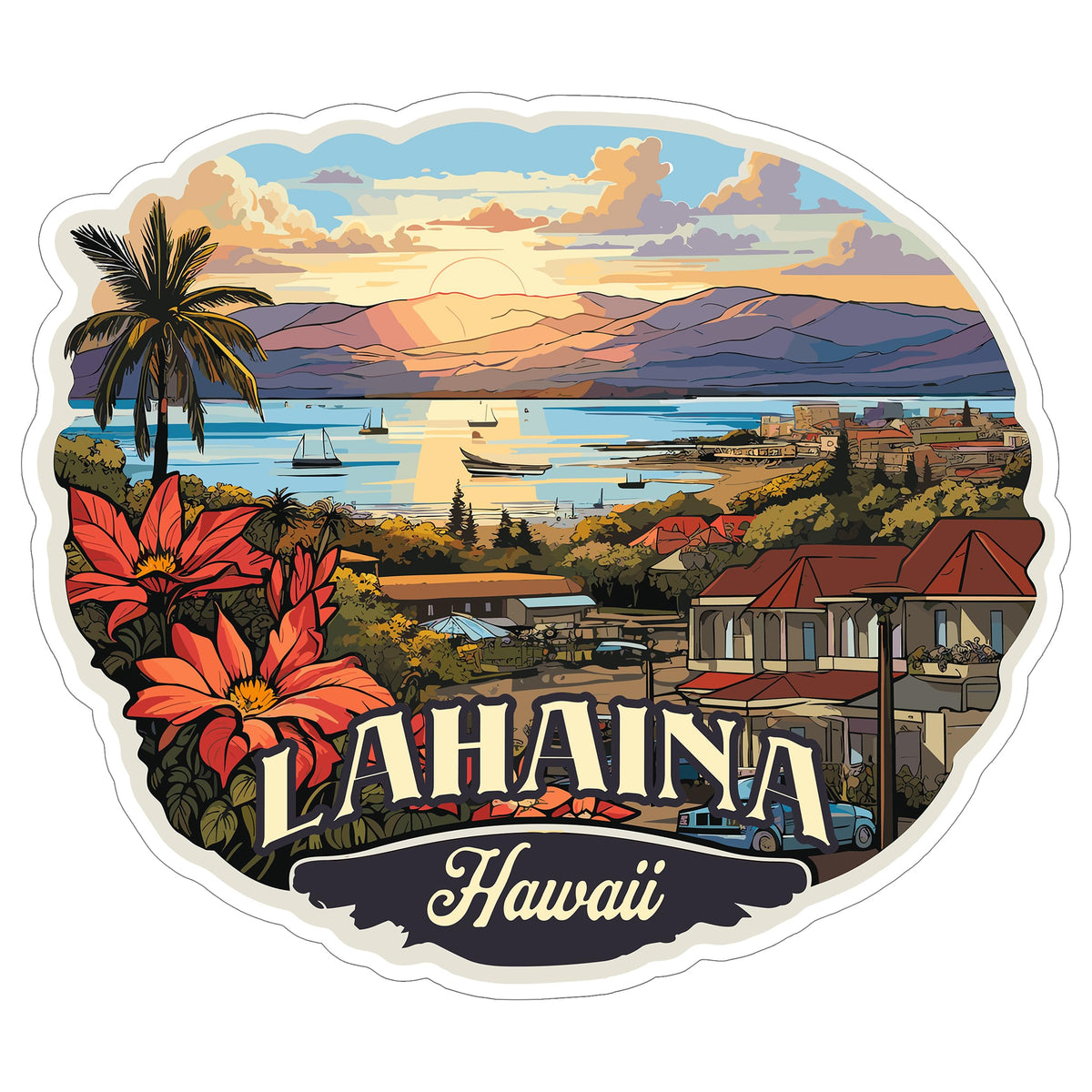 Lahaina Hawaii Sticker 4 Inch — Waterproof Vinyl Decal City Travel Souvenir