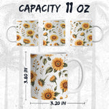 Sunflower Coffee Mug 11oz — White Ceramic Floral Gift Mug for Flower Lovers 2