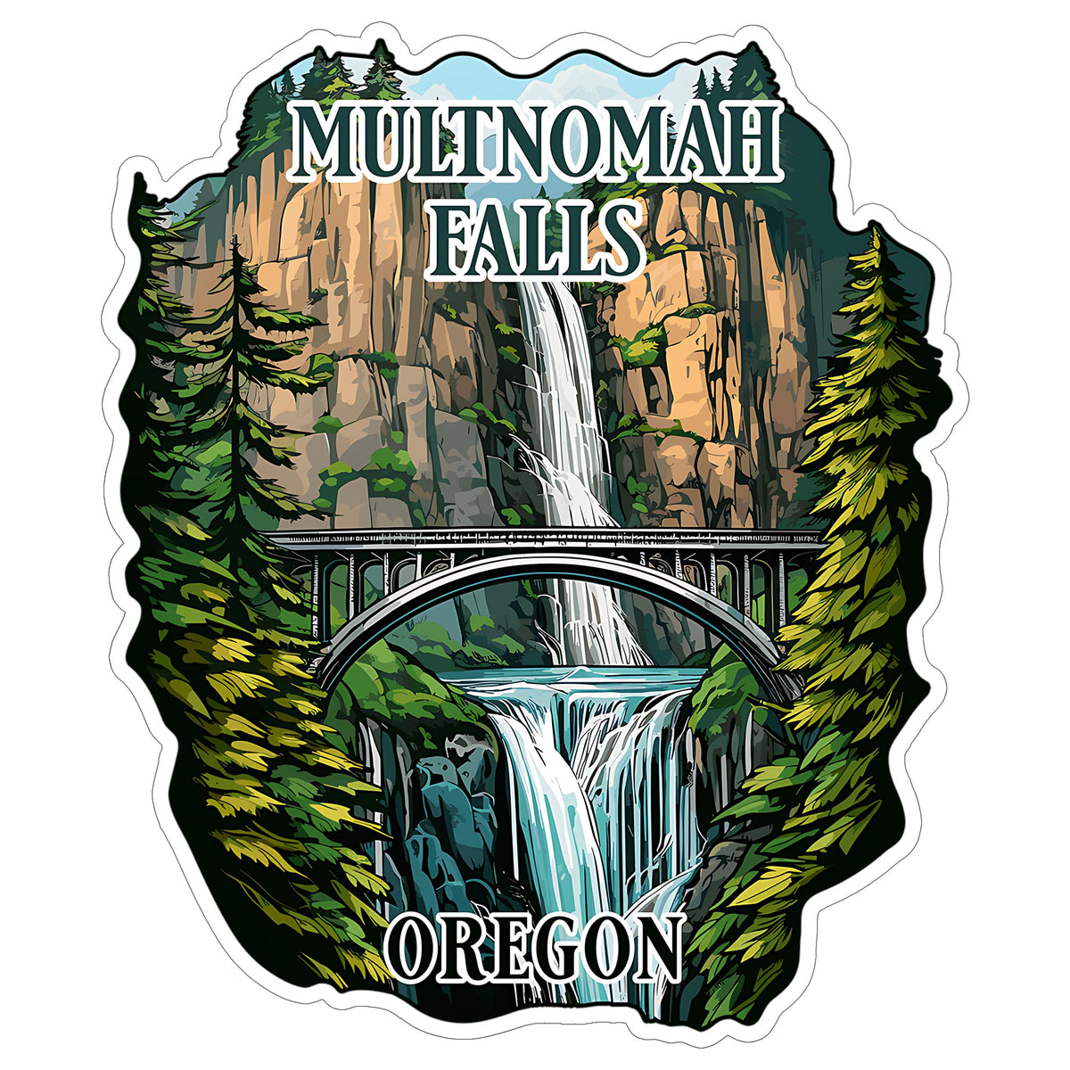 Multnomah Falls Oregon Sticker 4 Inch — Waterproof Vinyl Decal Waterfall