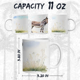Donkey Coffee Mug 11oz — White Ceramic Cute Farm Donkey Gift Mug 2