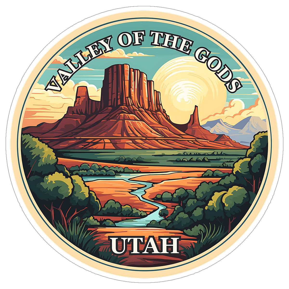 Valley of The Gods Utah Sticker 4 Inch Nature Scenic Travel Souvenir - Waterproof Vinyl Decal for Laptop Water Bottle Car Tumbler - Durable Aesthetic Long-Lasting Stickers for Adults ID44990