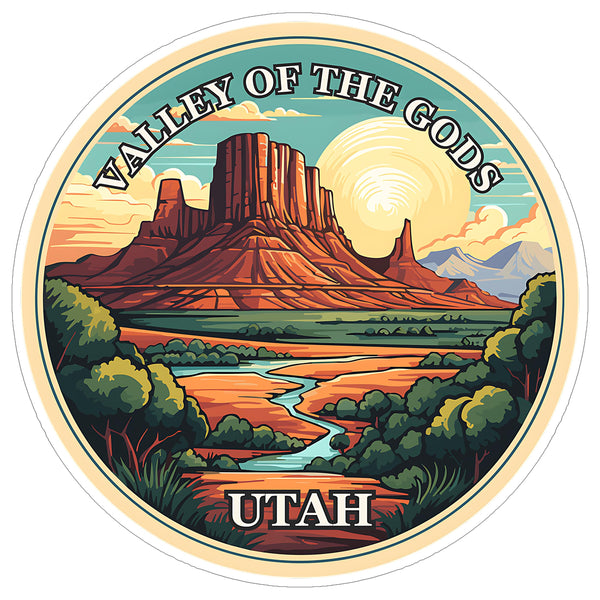 Valley of The Gods Utah Sticker 4 Inch Nature Scenic Travel Souvenir - Waterproof Vinyl Decal for Laptop Water Bottle Car Tumbler - Durable Aesthetic Long-Lasting Stickers for Adults ID44990