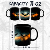Bat Mug 11oz — Black Ceramic Nocturnal Flying Mammal Coffee Mug 2