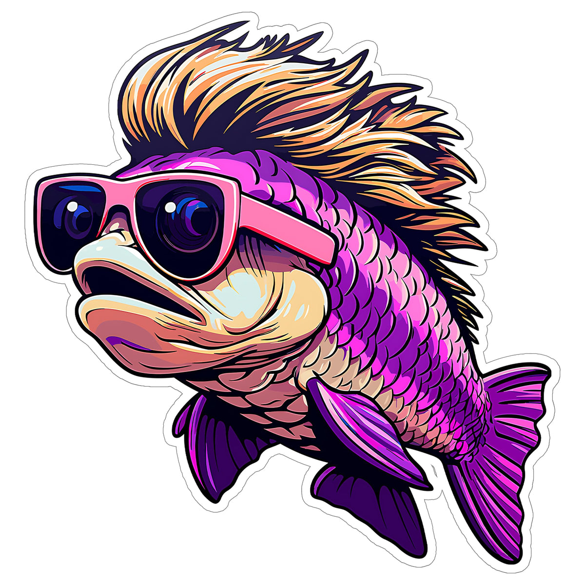Bass Mullet Fishing Sticker 4 Inch — Waterproof Vinyl Decal Fisherman Meme Pun
