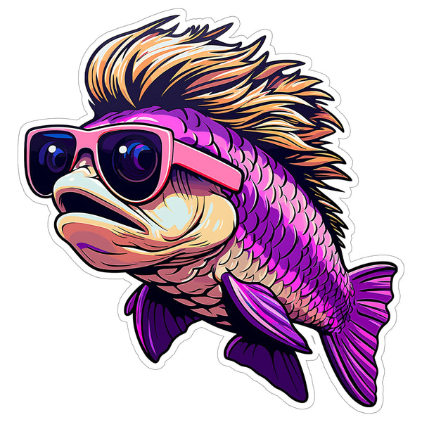 Bass Mullet Fishing Sticker 4 Inch — Waterproof Vinyl Decal Fisherman Meme Pun