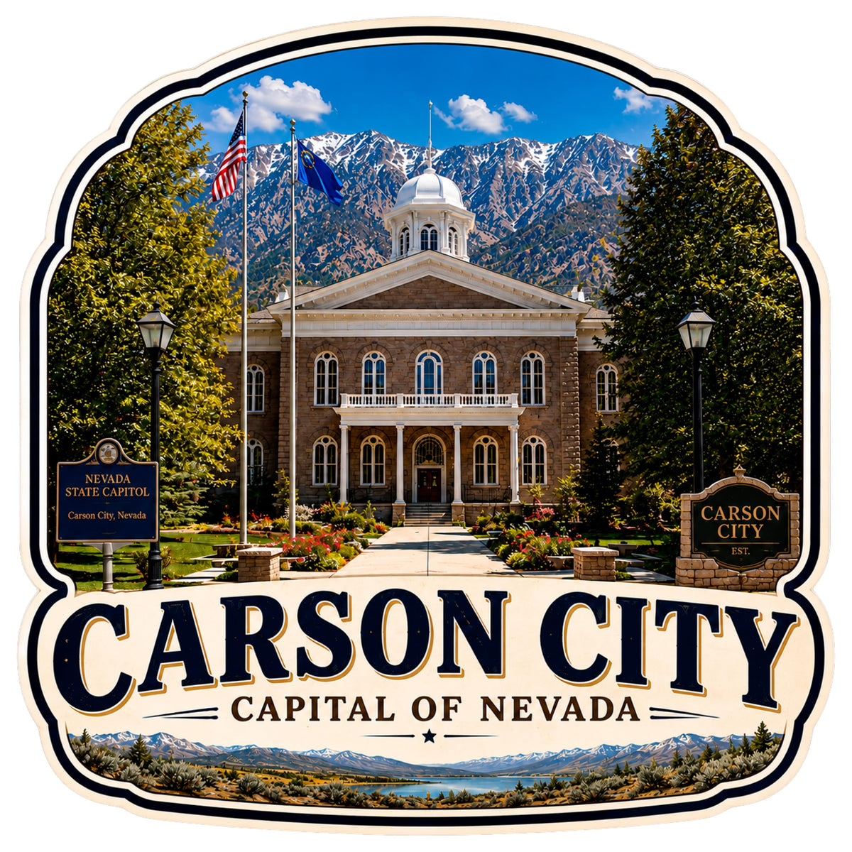 Carson City (capital) Nevada Sticker 4 Inch — Waterproof Vinyl Decal