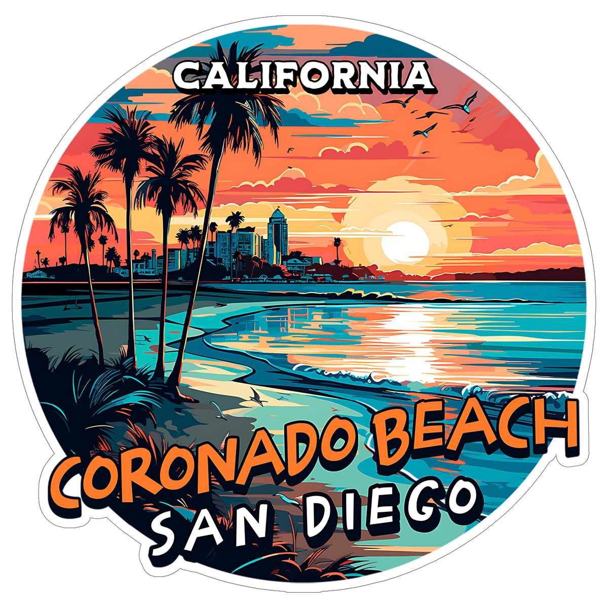 Coronado Beach San Diego California Sticker 4 Inch — Waterproof Vinyl Decal Ocean Coastal