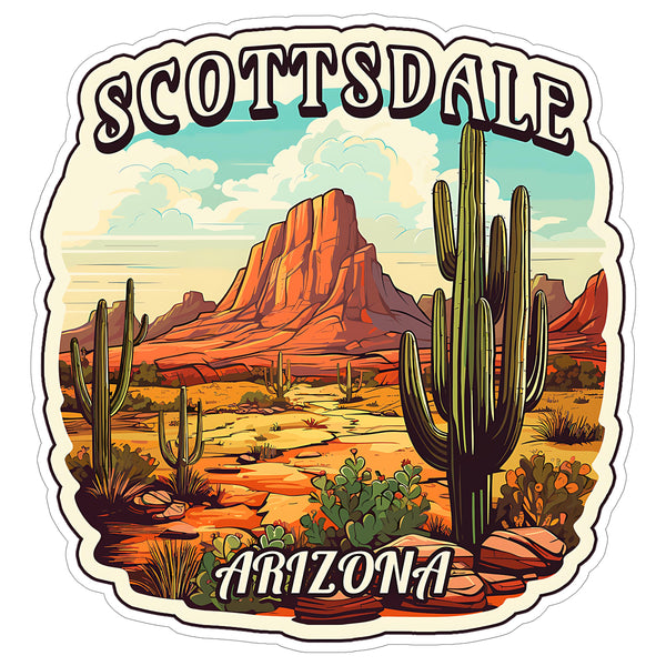 Scottsdale Arizona Sticker 4 Inch Travel Souvenir City Destination - Waterproof Vinyl Decal for Laptop Water Bottle Car Tumbler - Durable Aesthetic Long-Lasting Stickers for Adults ID44990
