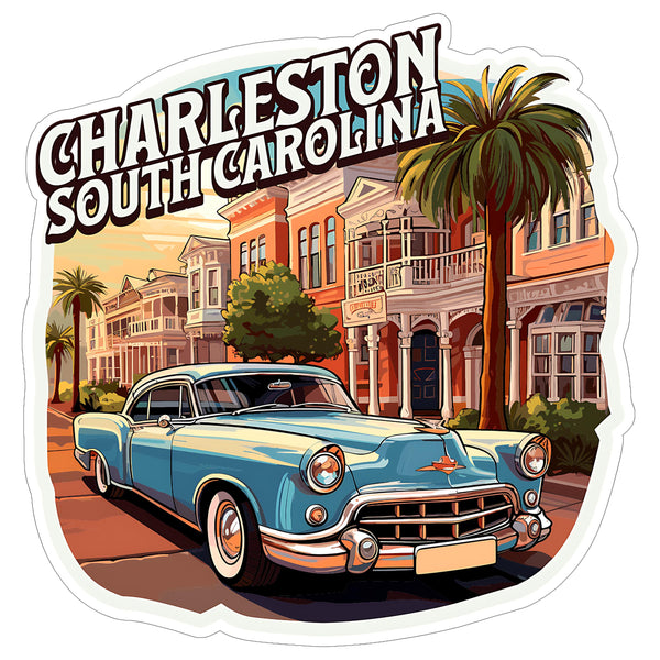 Charleston South Carolina Sticker 4 Inch Travel Souvenir City Destination - Waterproof Vinyl Decal for Laptop Water Bottle Car Tumbler - Durable Aesthetic Long-Lasting Stickers for Adults ID44990