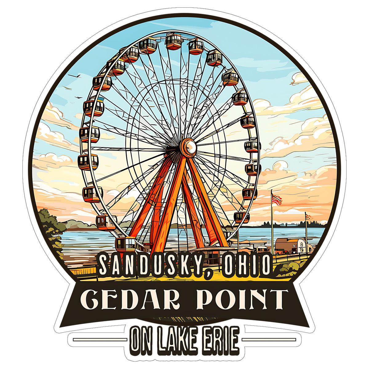 Cedar Point On Lake Erie Sandusky Ohio Sticker 4 Inch — Waterproof Vinyl Decal Waterfront Wilderness