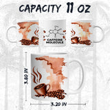 Caffeine Molecule Mug 11oz — White Ceramic Science Chemistry Coffee Mug 2